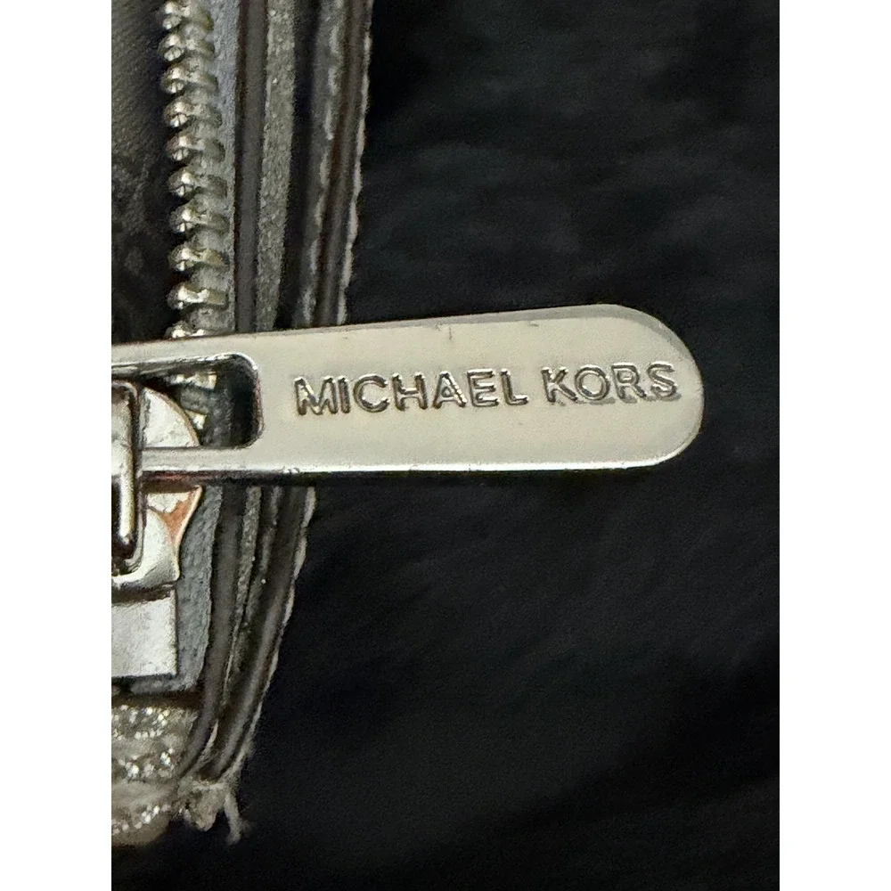 Michael Kors Mini Silver Glitter Wallet Id And Card Holder